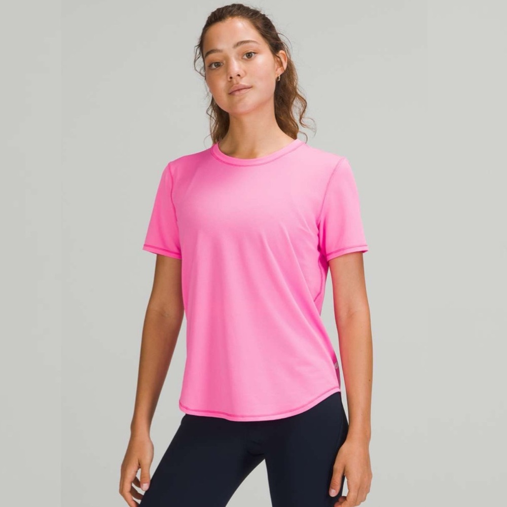 Lululemon High Neck Running and Training T-Shirt in Pow Pink Light